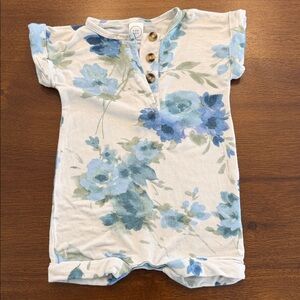 Lou Lou & Company Floral Blue and Cream Romper